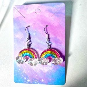 Acrylic Rainbow stainless steel hook earrings